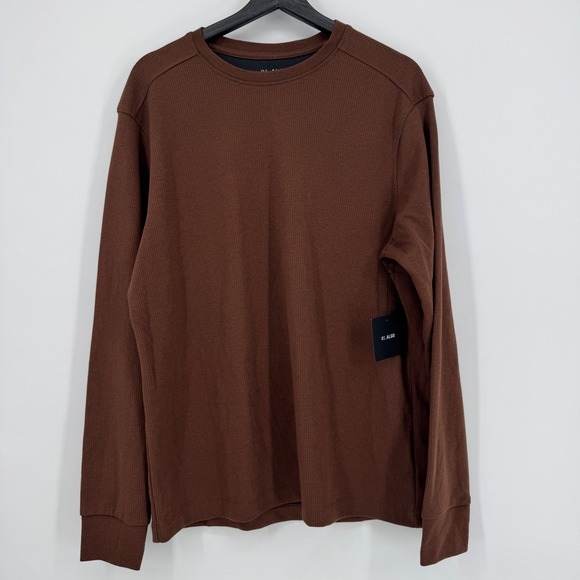 NEW 01 ALGO Long Sleeve Thermal Shirt Mens Large Brown Performance Stretch - Picture 2 of 8